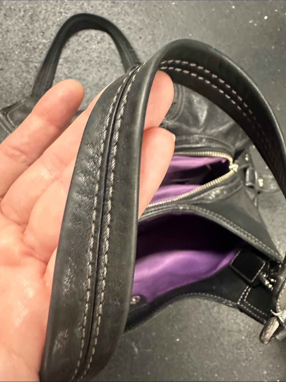 Coach Black Leather Shoulder Bag with Silver-Tone Hardware - Picture 4 of 5